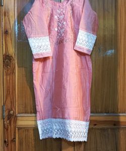 Peach Embroidered Kurti
