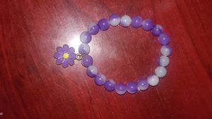PURPLE FLOWER MARBLE BEADS