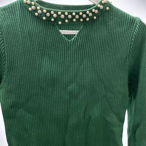Green Pearl Embellished Top