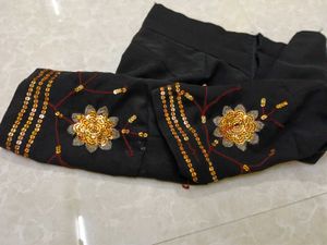 styled black saree with blouse party&#39; wear
