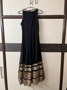 Black Net Aline Suit With Pyjami And Dupatta