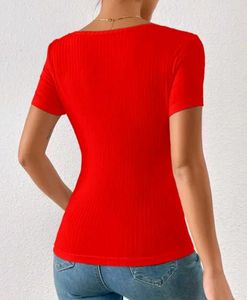 Red Square Fitted Top