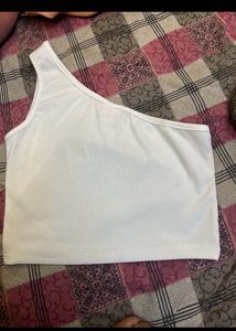 White One Shoulder Tank Top
