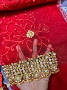 Red Embroidered Saree with Blouse