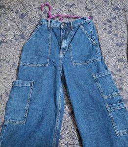 Blue Denim Cargo Pants