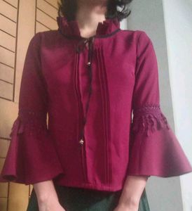 Maroon Bell Sleeve Top