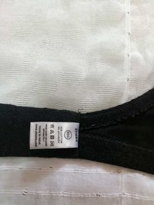 Black Cotton Blend Bra with Lace