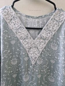 Elegant Blue Floral Kurta