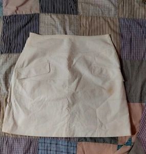 Cream Mini Skirt with Pockets