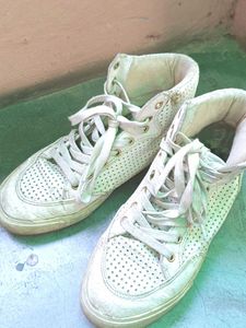 Stylish Check White Sneaker Shoes - North Star