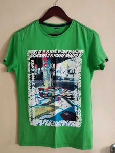 Gas Florocent Green Tshirt With Front Print