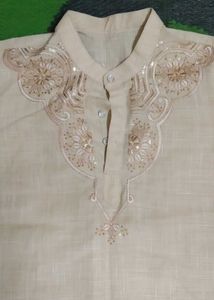 Light Gold Embroidery Kurta