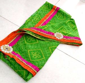 Green Gujarati Patchwork Saree 🥻