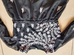 A Floral Festive Black Kurta
