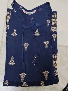 Navy Embroidered Short Kurti