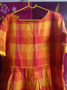 Orange Plaid Kurta / Onepiece dresses