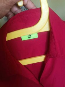 Red Button-Down Top