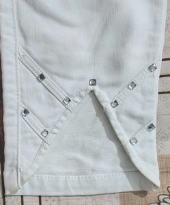 White Ankle Slit Jeans