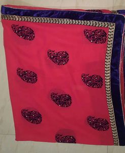 Red & Blue Paisley Saree