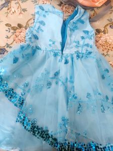 Blue Sequin Flower Girl Dress