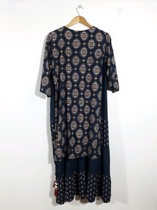 Navy Blue Floral Printed  Dress ( Women&#39;s )