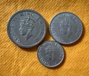 Set of 3 Coins 1re 1/2re And 1/4th Re