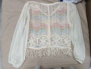 Crochet Knit Cardigan ballon sleeve top korean