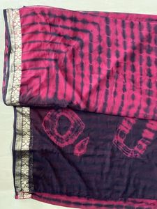 Maroon Tie-Dye Saree with Blouse