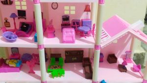 Pink Dollhouse with Furniture