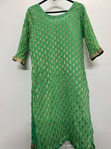 Green &amp; Gold Embellished Kurti