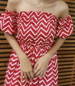 Red & White Chevron Dress