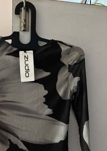 Floral Print Mesh Long Sleeve Top