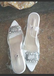Transparent party wear trendy heels