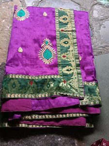Purple Embroidered Saree