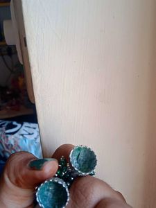 Jhumkaa earrings with green beads