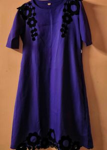 A Line Solid Purple Casual Dress