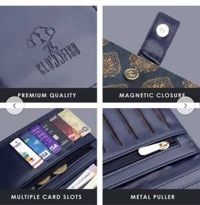 Elegant Navy Blue Brocade Wallet with Multi-Slot