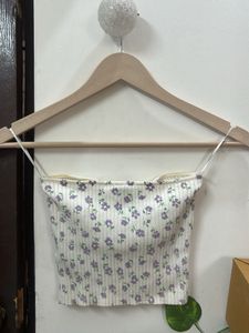H&amp;M Ribbed Floral Tube Top