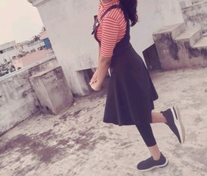 Frock Dungree...Cotton Stretchable...Pocket In Fro