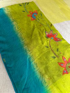 Vintage Teal & Lime Beaded Scarf