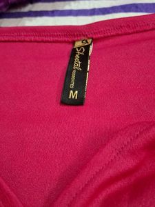 Hot Pink Puff Sleeve Mini Dress