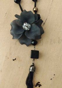 Black Flower Statement Necklace