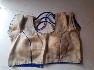 Golden Blue Piping Party Wear Blouse