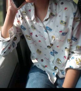 Patterned White Shirt