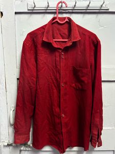 Red Long Sleeve Textured Shirt