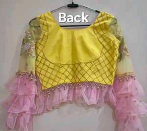 Stunning Yellow &amp; Pink Ruffle Lengha Set