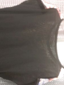 Black Multicolor Flowers Transparent Top