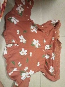 Floral Print Peplum Top No Damage