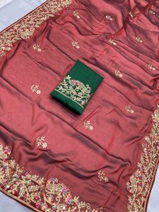 Premium Software Rangoli Silk Fabric Saree Set