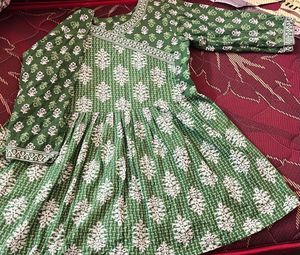 Green Printed Short kurtha